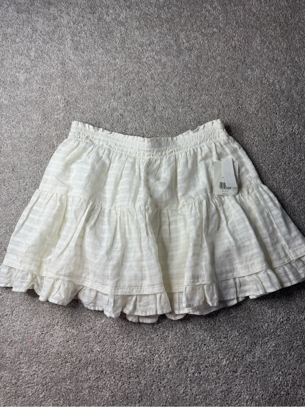 True Craft Ivory Ruffled Tiered Mini Skirt